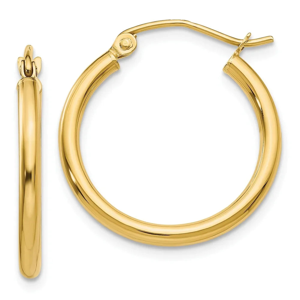 2mm for Adults 14kt Men Teens; Yellow and Earrings; Polished Gold for Hoop Tube Real Women and