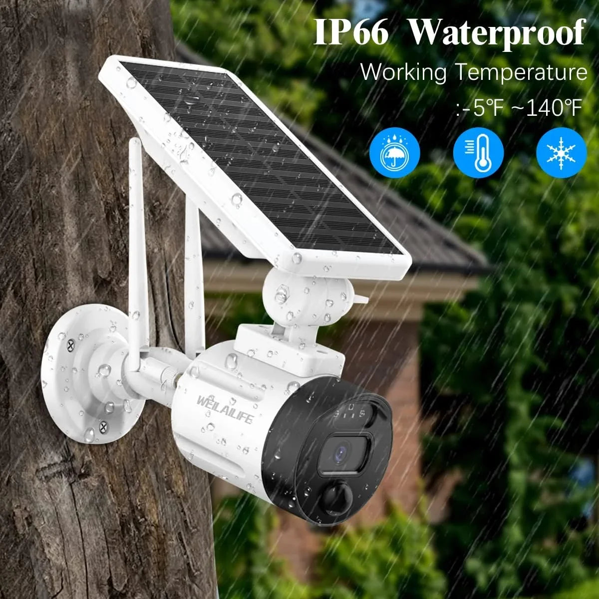 (2 Pack) Detection, Camera Surveillance Wi-Fi Security Rechargeable Wireless Solar Outdoor Battery Dual Vision, with 2K Night Camera, Panel, AI Antenna Solar WEILAILIFE