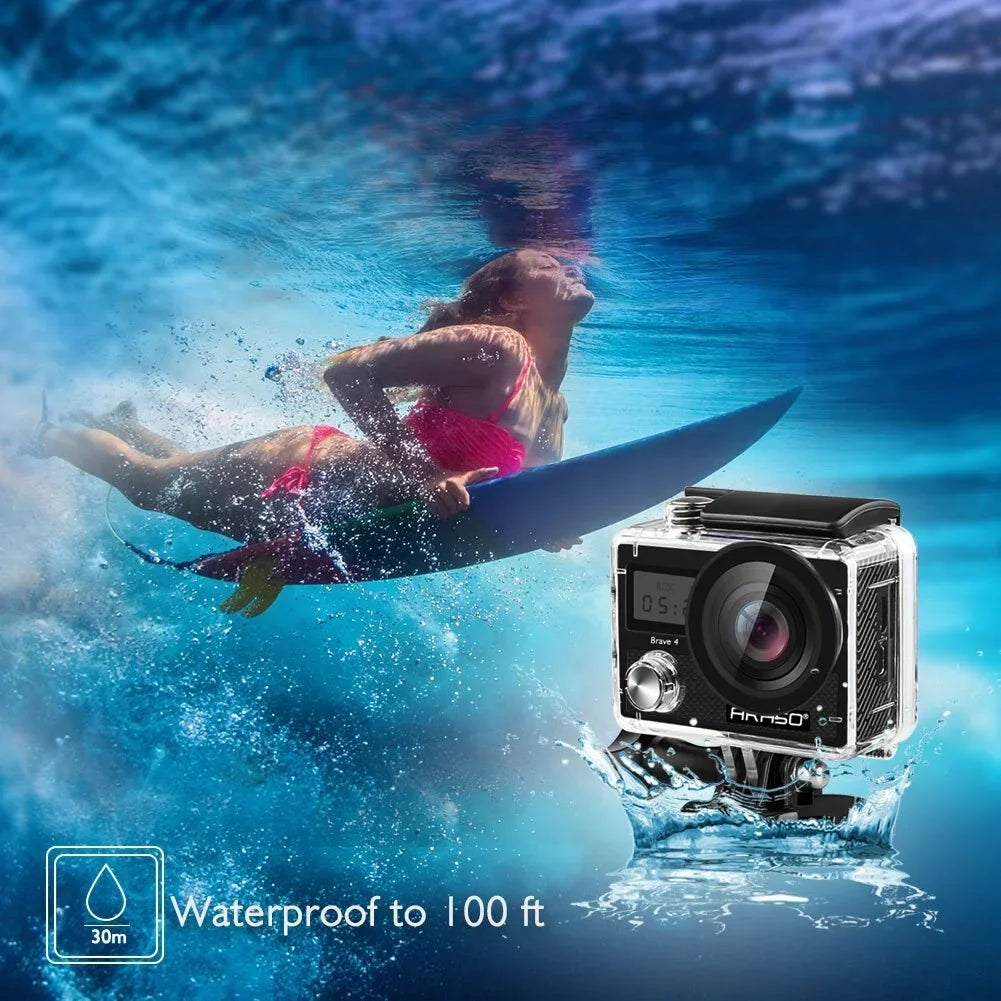 4K Full (Black) Waterproof Brave Sports Camera AKASO with Action Wi-Fi 20MP HD 4