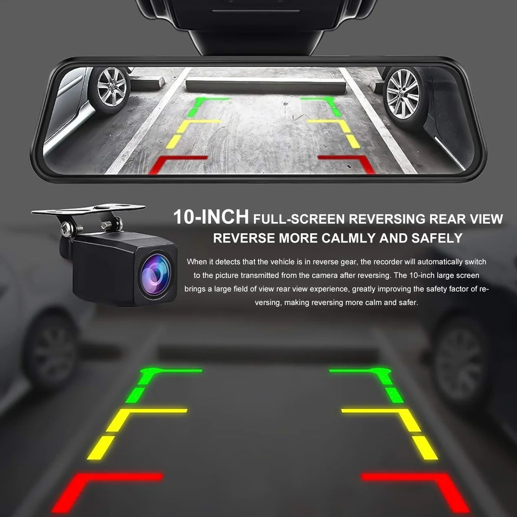 1080P HD 170°Wide Camera Cam IPS Dash Front Full 10Inch for 24H Rear, Screen Vision, 32GB Angle, Card, Parking WDR, Dash Cars, Night Free Mode