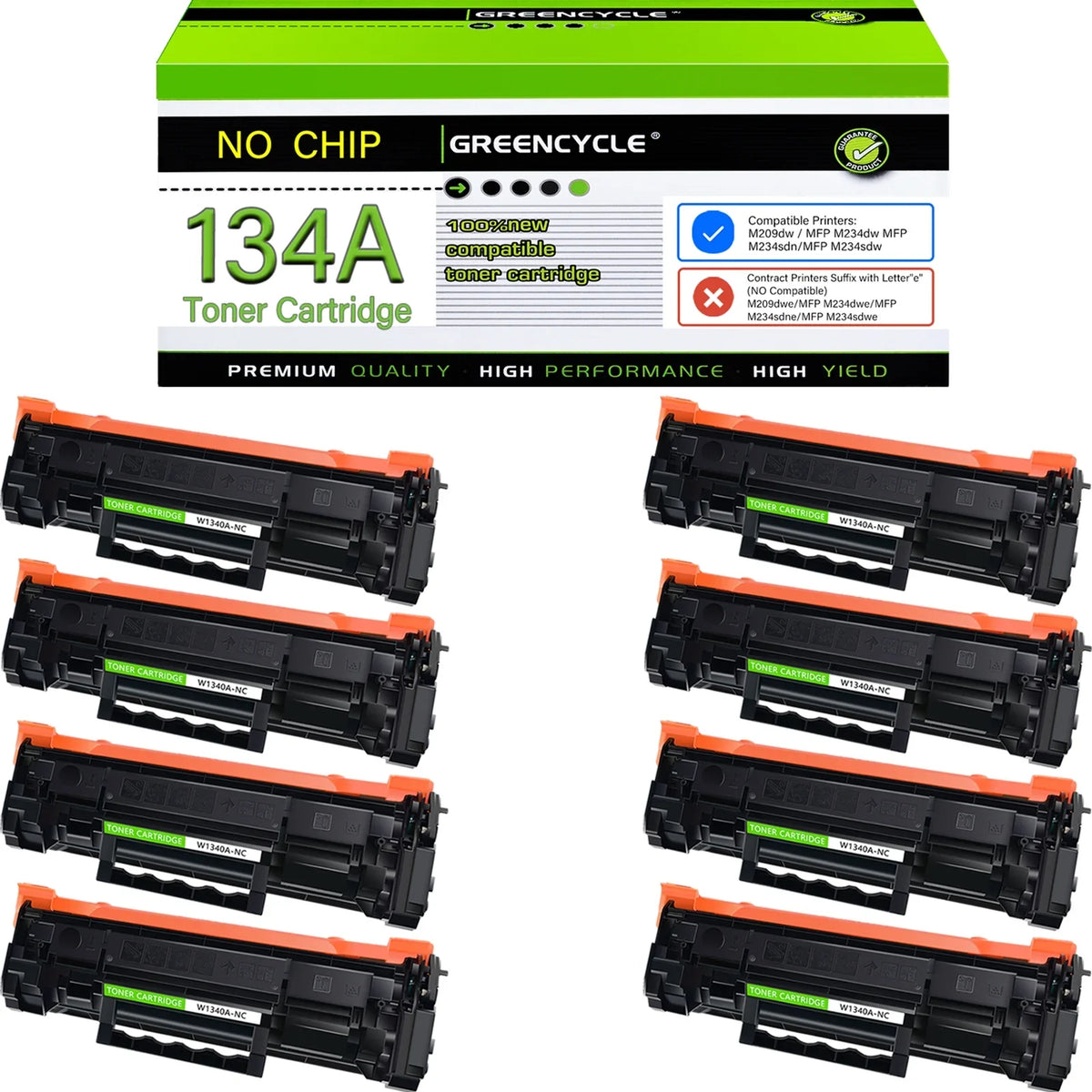 Replacement Laserjet Toner MFP M234sdw HP HP M234dw M209dw GREENCYCLE with 8 Cartridge (No Printer for W1340A 134A Black Compatible Chip) M234sdn