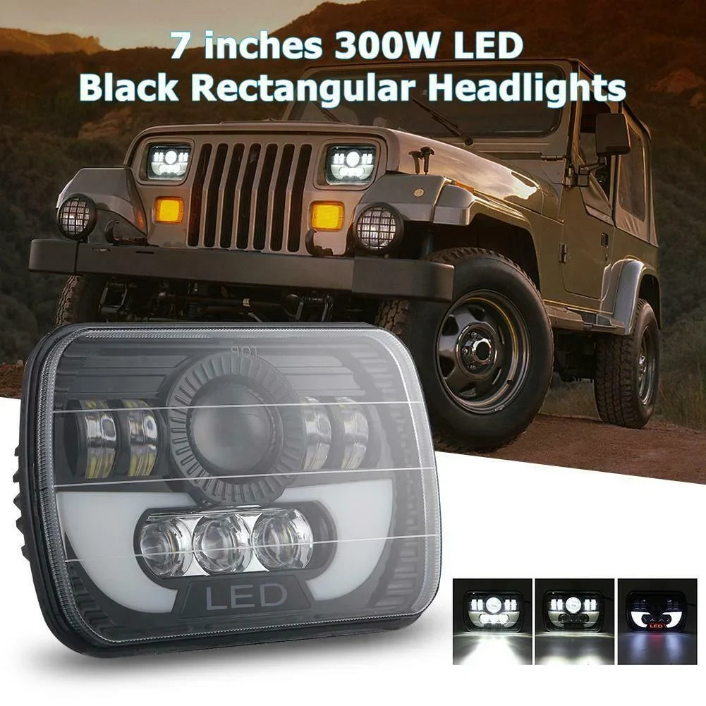 Jeep Cherokee 300W For Halo 7x6" Headlight XJ Projector DRL Beam LED Hi-Lo 5X7"