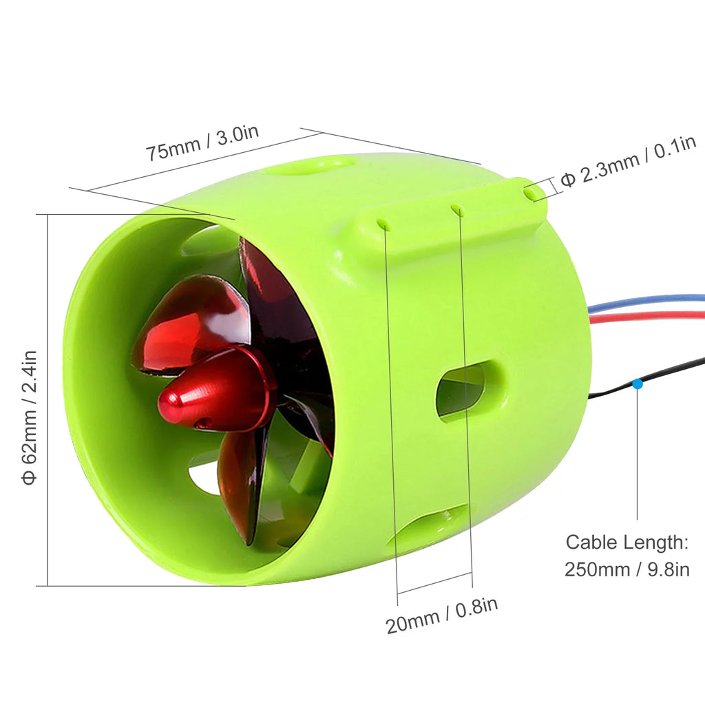 Motor for Nest Brushless Boat Clockwise Electric Underwater OWSOO 12-24V 1000KV with 4-Blade Bait Drive Engine Waterproof Propellers with Ship Motor