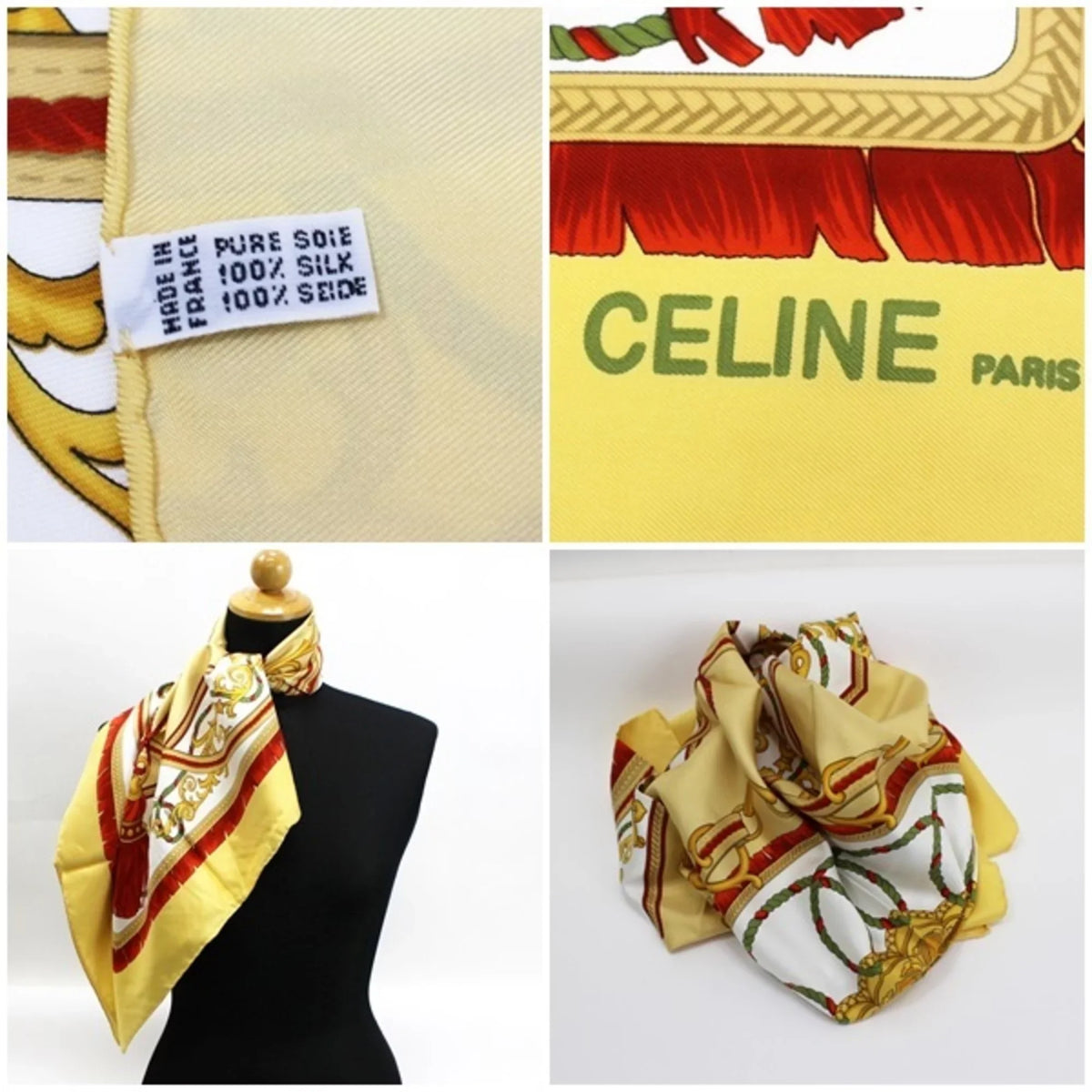 Celine muffler (Good) CELINE Pre-Owned scarf ladies silk yellow