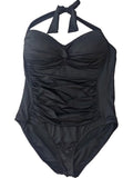 Halter One Swimming Piece Top Claiborne Womens Black White Suit Liz