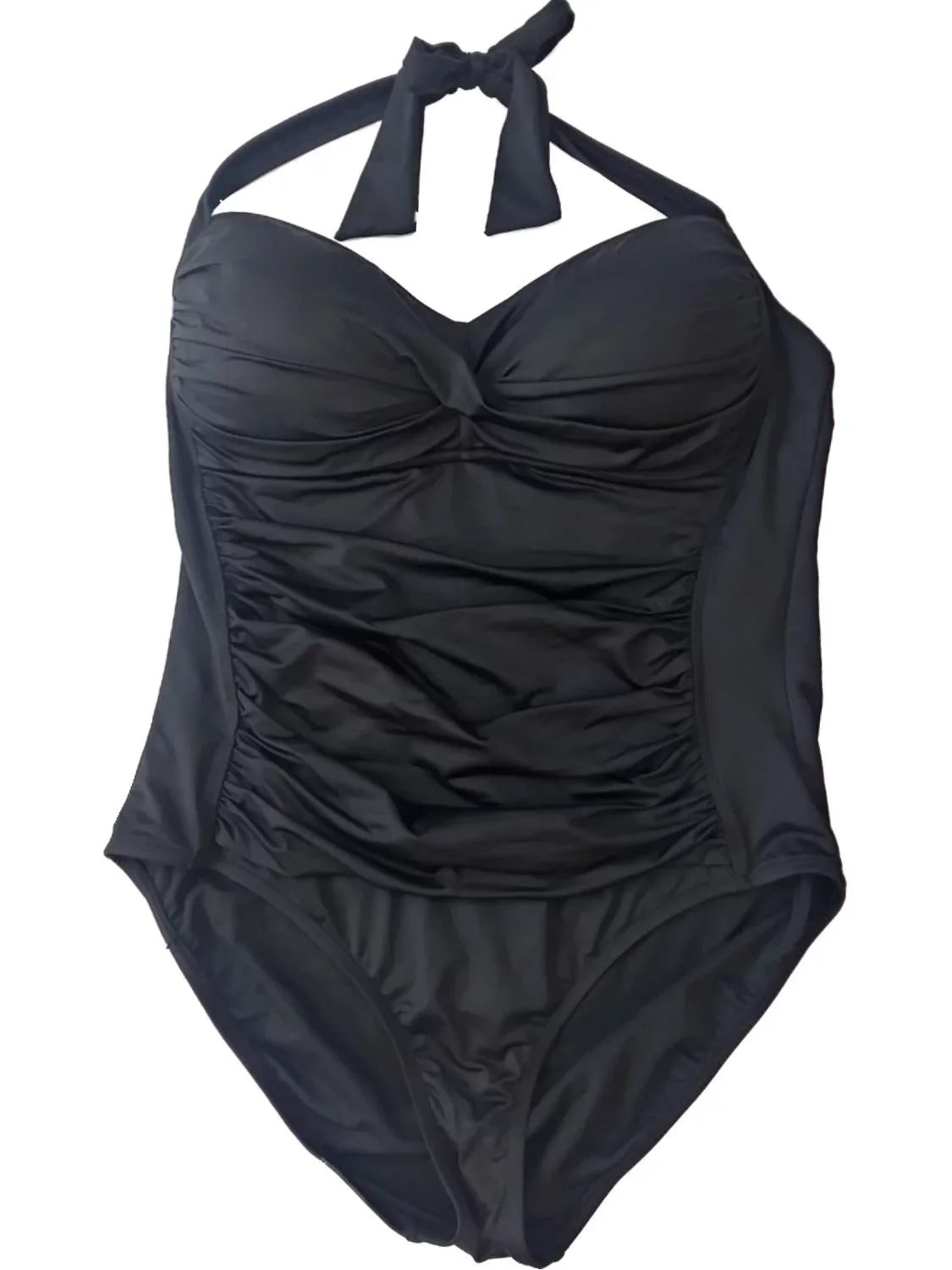 Halter One Swimming Piece Top Claiborne Womens Black White Suit Liz