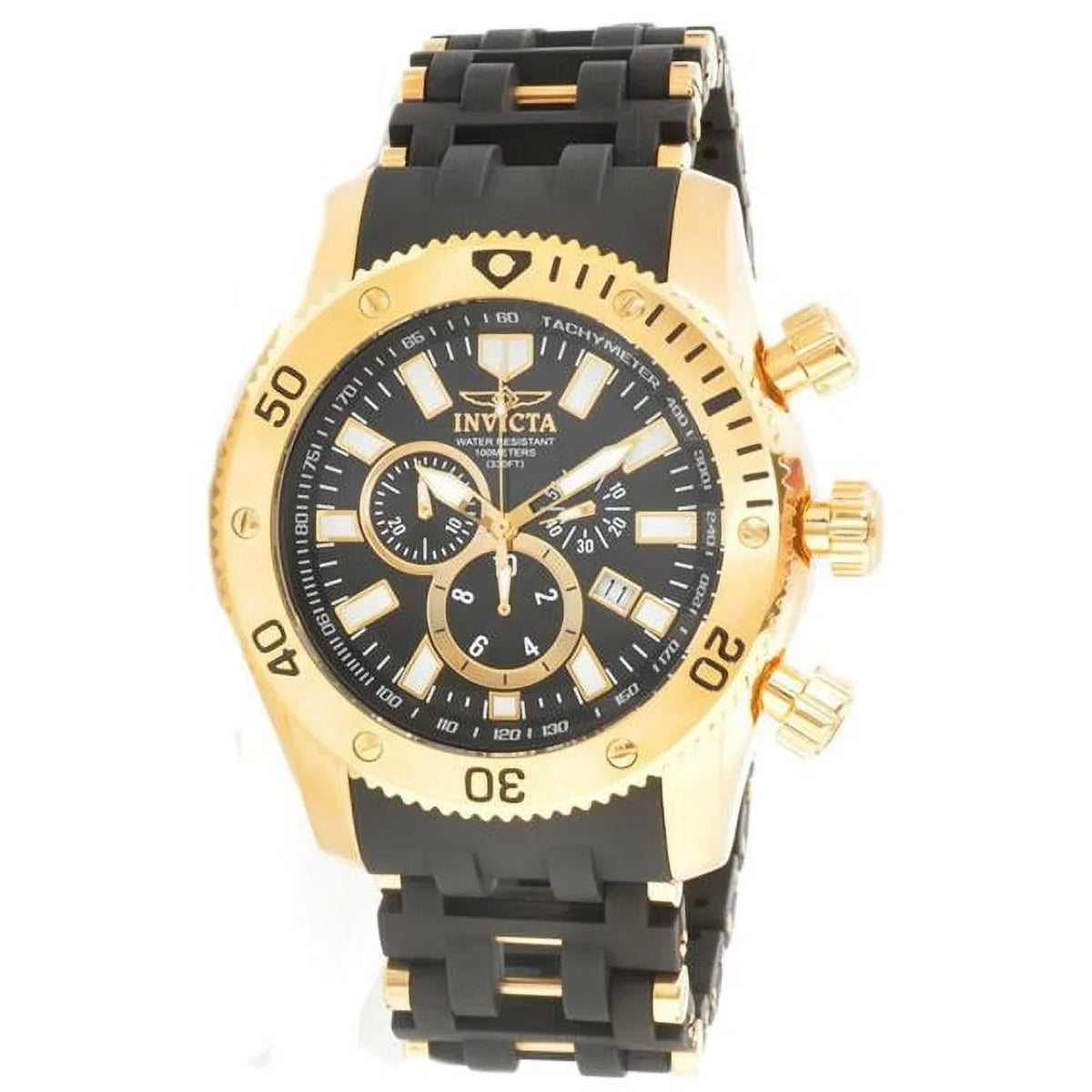 Rubber Gold Chronograph Dial Black Tone Collection Men's Spider Watch 0140 Strap Invicta