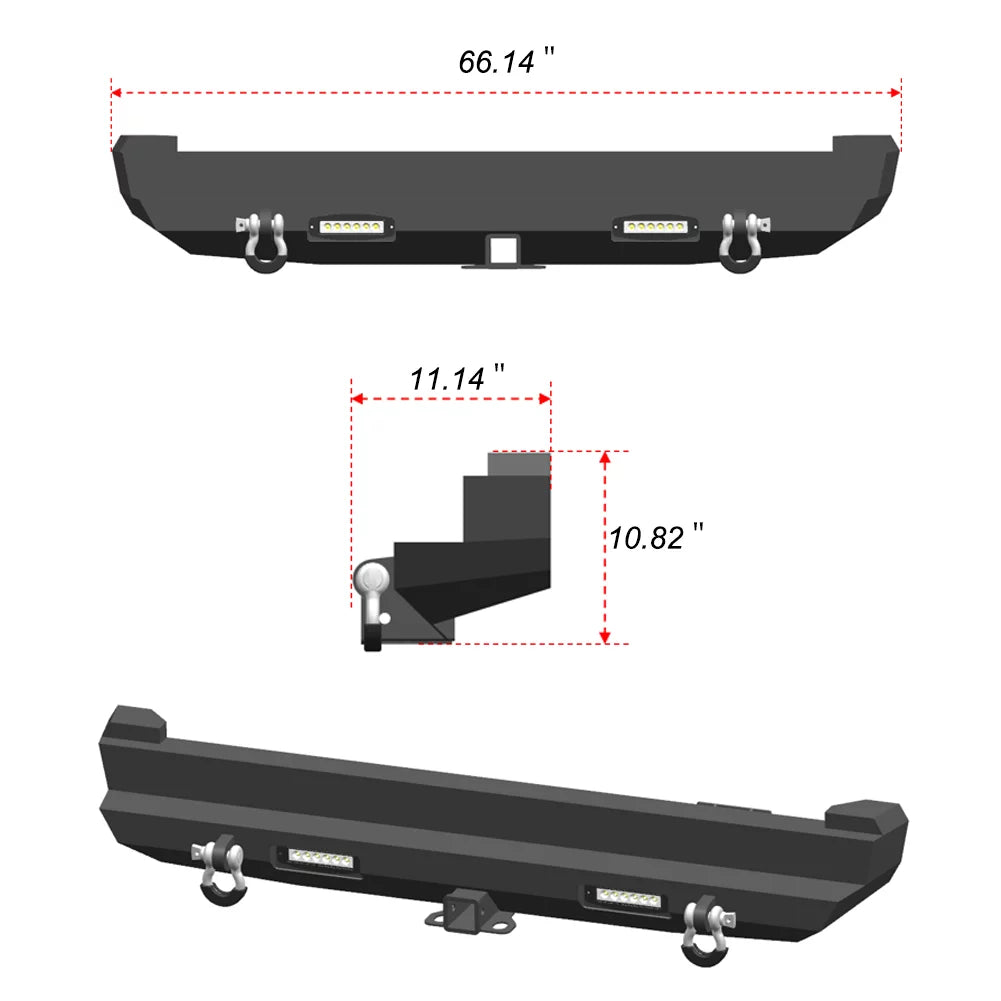 XJ XJ Rear Vijay Steel with Lights Fits Bumper 1984-2001 Jeep Cherokee