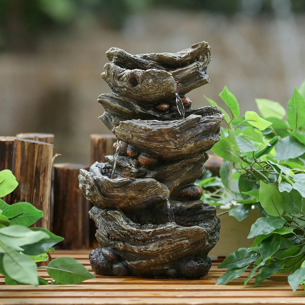 9x5x14 Wood-Look - Enhance Cascading Tabletop - inches Fountain Space 4-Tier Your
