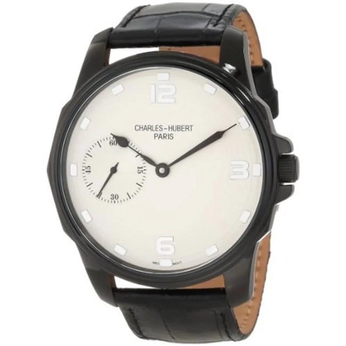 IP Enterprise mm Unitron Mens Watch Leather Black 50 Stainless Band -