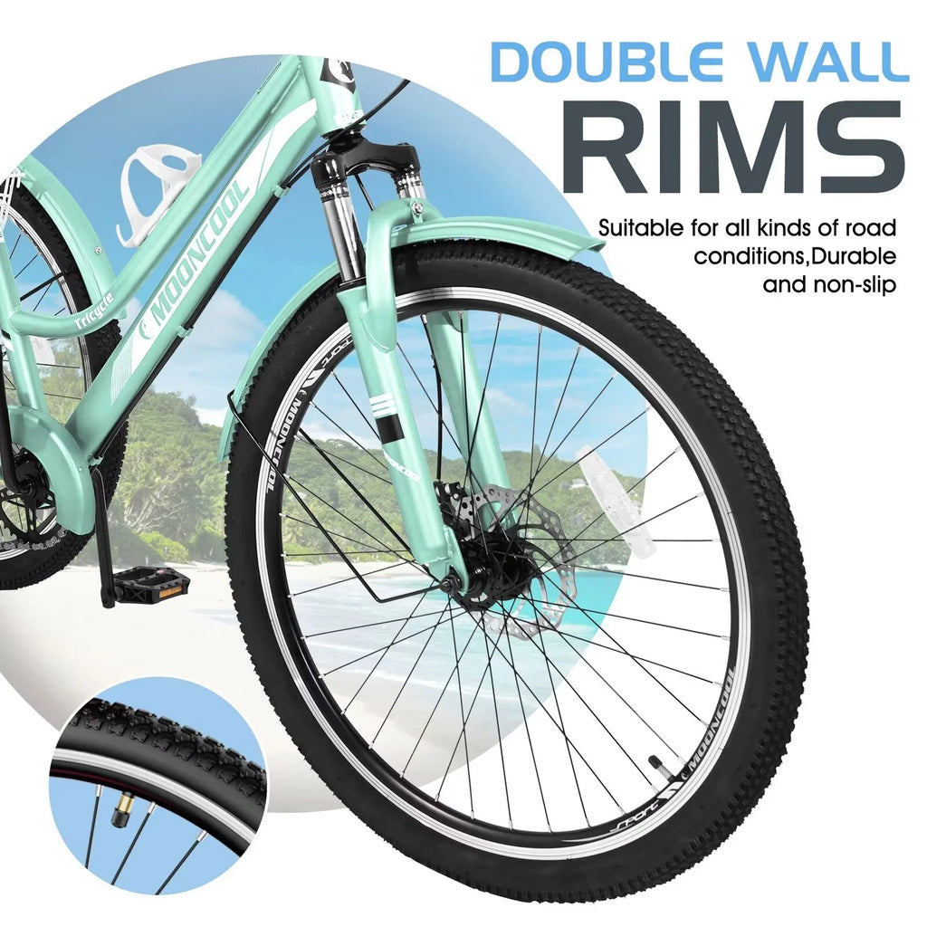 Tricycles, 3-Wheeled Shopping, and Heavy Bike Trikes Recreation w/Spacious Exercise, Rides, 24"/26"/27.5" MOPHOTO Adults 7-Speed Basket for Mountain Adventurous Duty