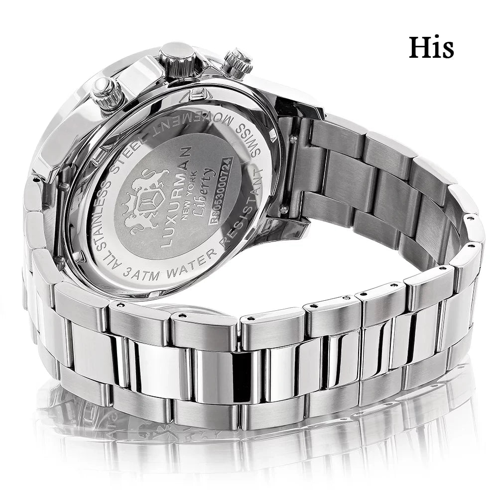 Hers Diamond Watch Stainless Watches: His and Steel 3.5ct Set