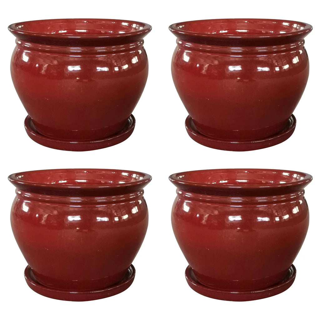 Wisteria Southern Pack) Saucer, Ceramic Patio 8" Planter (4 with Pot Round