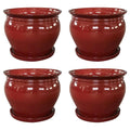 Wisteria Southern Pack) Saucer, Ceramic Patio 8" Planter (4 with Pot Round