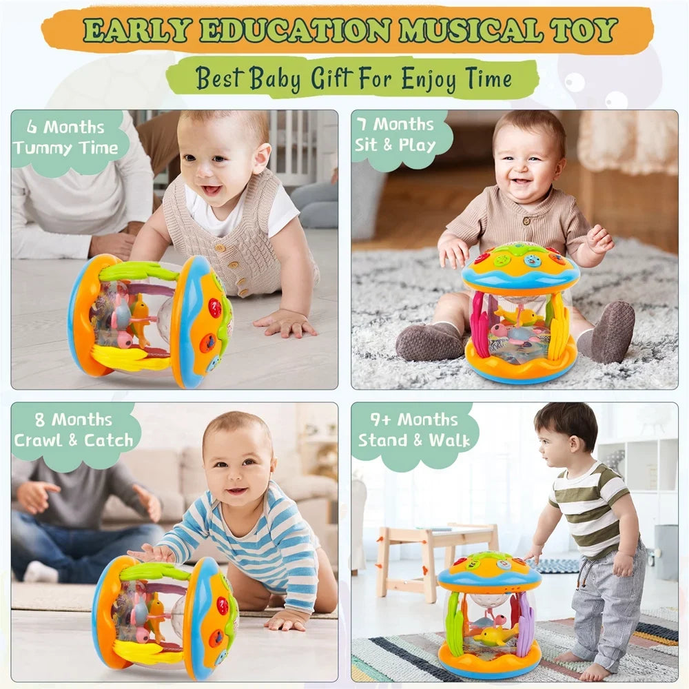 Musical Toys Months, 6 Year 1 Gifts Boys 3+ Toddlers to Educational for , Drum Learning 12 with 2 Baby Girls Toys Light Baby Toys Old Projector Melodies Rotating up