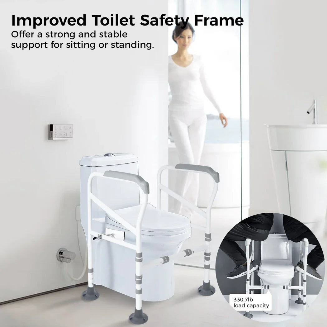 Toilet All for Adjustable Toilet Mats, Support Toilet Safety Frame, Standing Handles Toilet Non-Slip Rails Large Safety for Fit Toilets Aid Disabled, Free-Assembly, with Elderly,