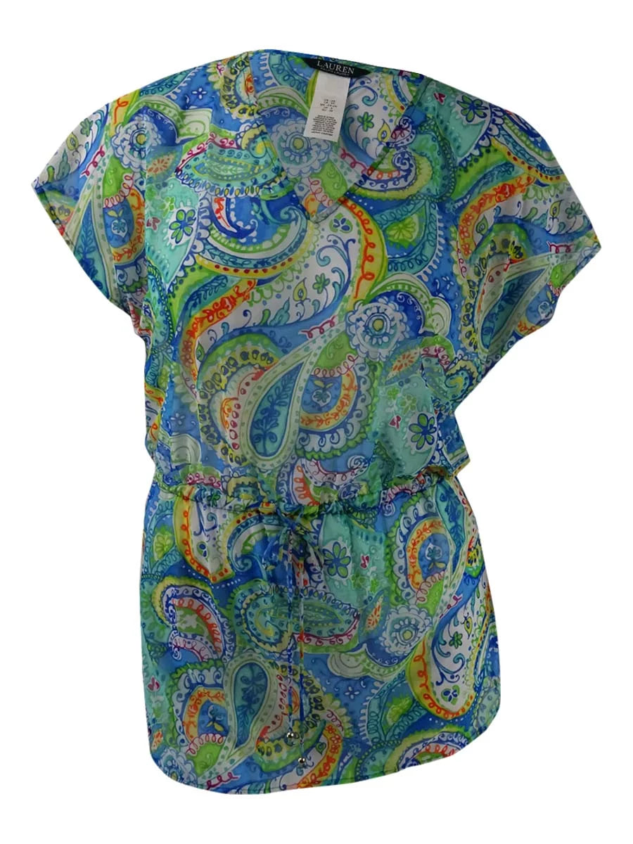 Mesh Ralph Cover-Up (Blue, Carnivale Lauren Women's M) Paisley Lauren