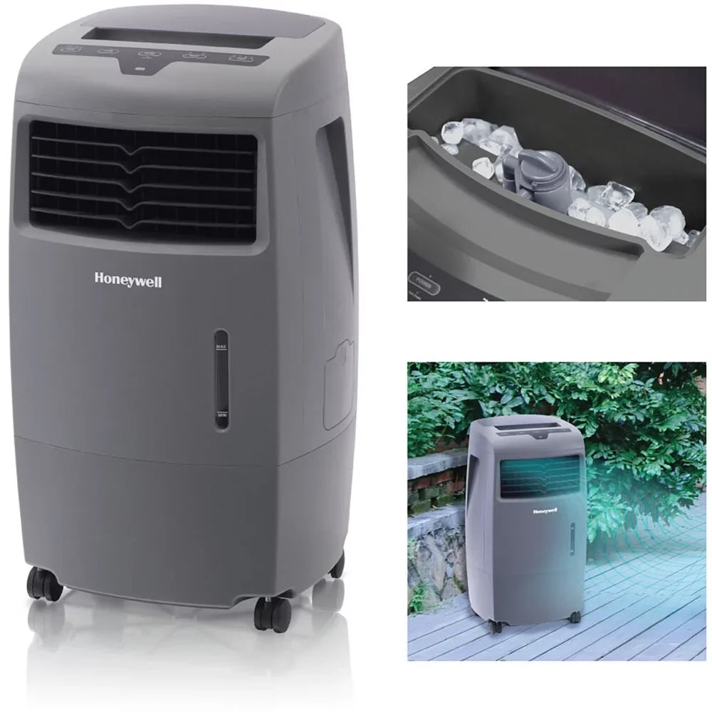 Fan Control, Compartment Ice Cooler & Outdoor & Remote CO25AE, Evaporative Gray Portable 500-694CFM with Indoor Honeywell Humidifier,