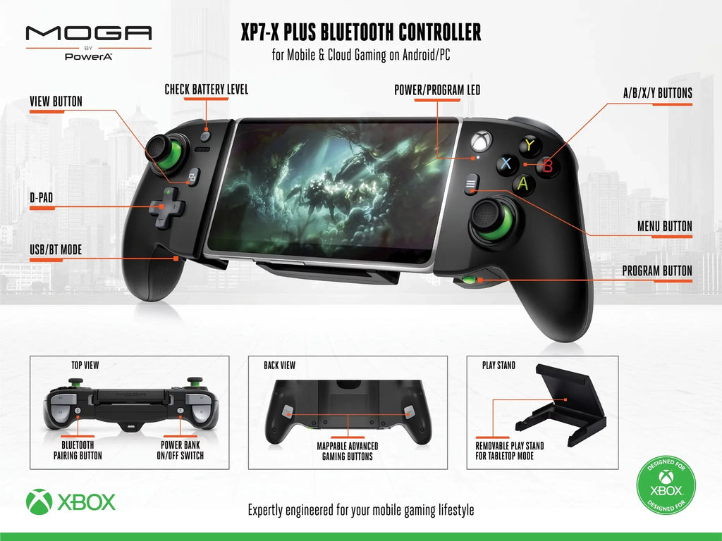 Plus Mobile XP7-X Gaming on Bluetooth PowerA Cloud Controller & MOGA for Android/PC