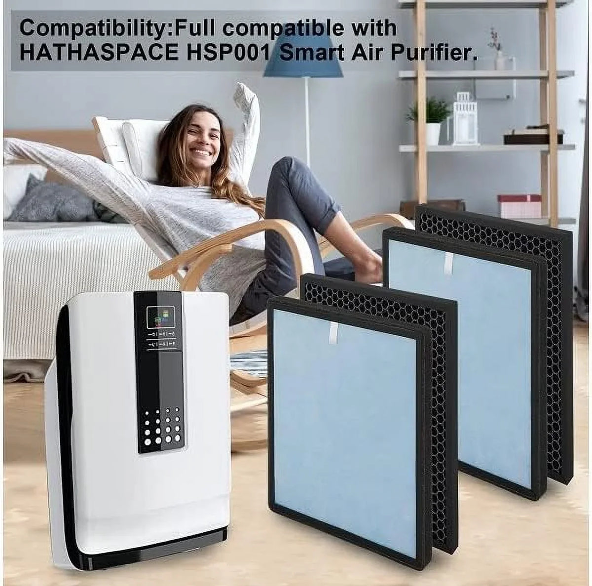 Compatible Purifier HEPA Purifier H13 Part&Accessories Replacement with True Filter Air Renpho RP-AP001/ RP-AP001S/ RP-AP002,Home Air