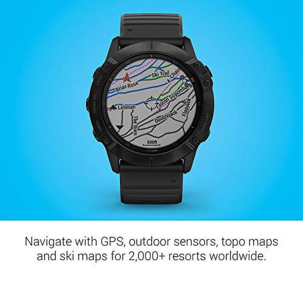 and Guidance Grade-Adjusted Black 6X Pro, Pace Sensors, Features GPS Watch, Premium Fenix Multisport Mapping, 010-02157-00 Garmin Pulse Ox Music,