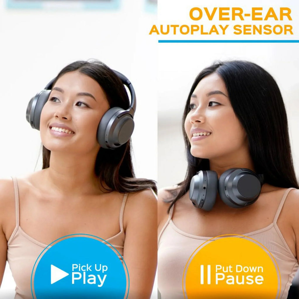 Control Bluetooth Charging, Ear - Canceling 45H Headphones with Hybryd TREBLAB Z7 Wireless & Mic USB-C Fast Touch Over ANC PRO Playtime Headphones (Grey) - Noise Sound, Active w/aptX, Stereo