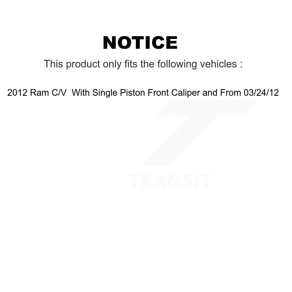 Caliper Single And C/V Ram Transit For 24 KCG-100689N Pads Auto 12 03 From With Rotors Coated Rear Disc 2012 Brake Kit Piston Ceramic Front