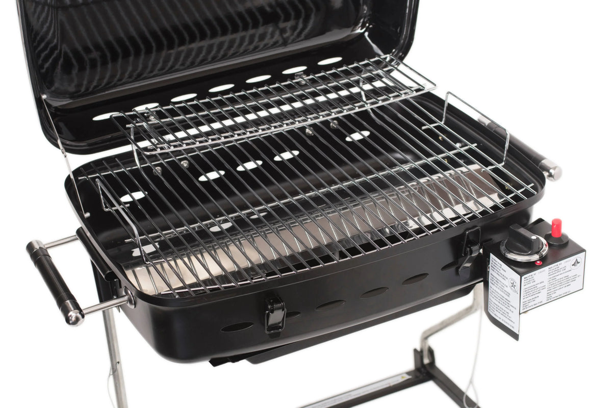 Motorhome Flame RV/Trailer King System, Bracket with Mounted Gas BBQ Grill YSNHT400 Grill Black,