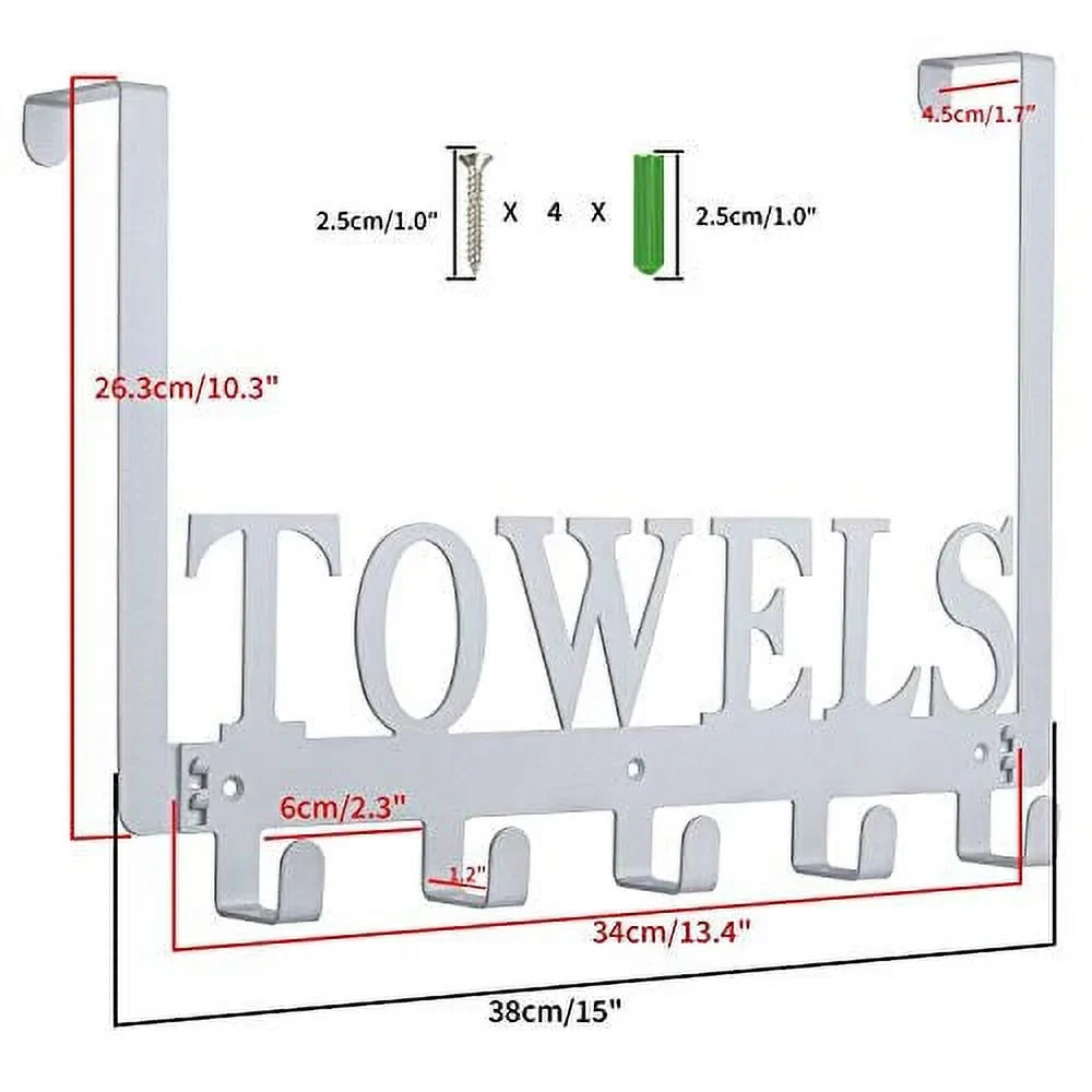Kitchen The Cupboard Over Door Door (Silver Towel Bathroom, Beach Cabinet Hooks, Bathrobe Hang Towel Gray) Hooks on for Bedroom Wall Towel Holder Mount Rack for Pool The Towels