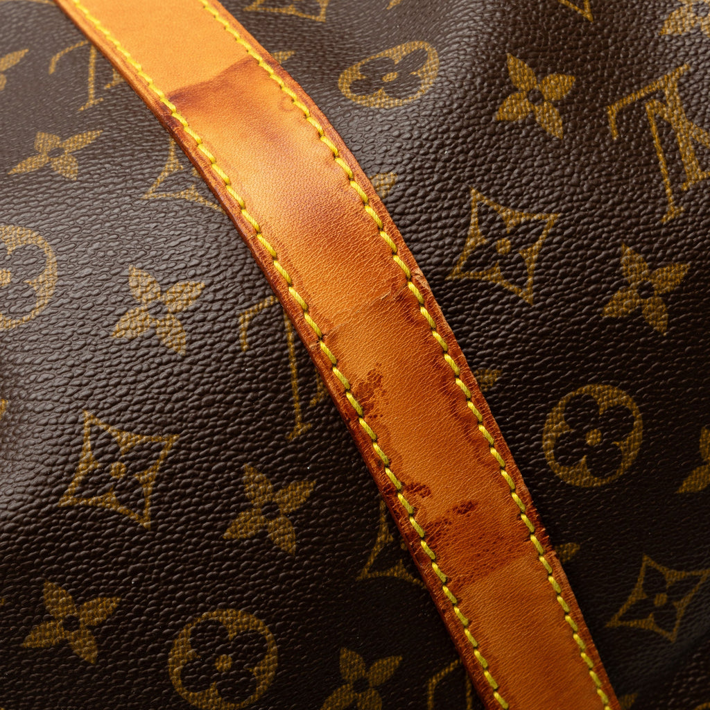 55 Authenticated Vuitton Louis Unisex WeekenderBag Monogram Keepall Brown Pre-Owned Travel Bag (Good) Canvas