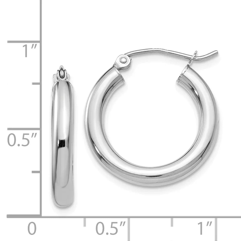 for for Hoop Polished Women Adults Gold and Tube Earrings; Teens; 14kt Real 3mm Men White and Lightweight