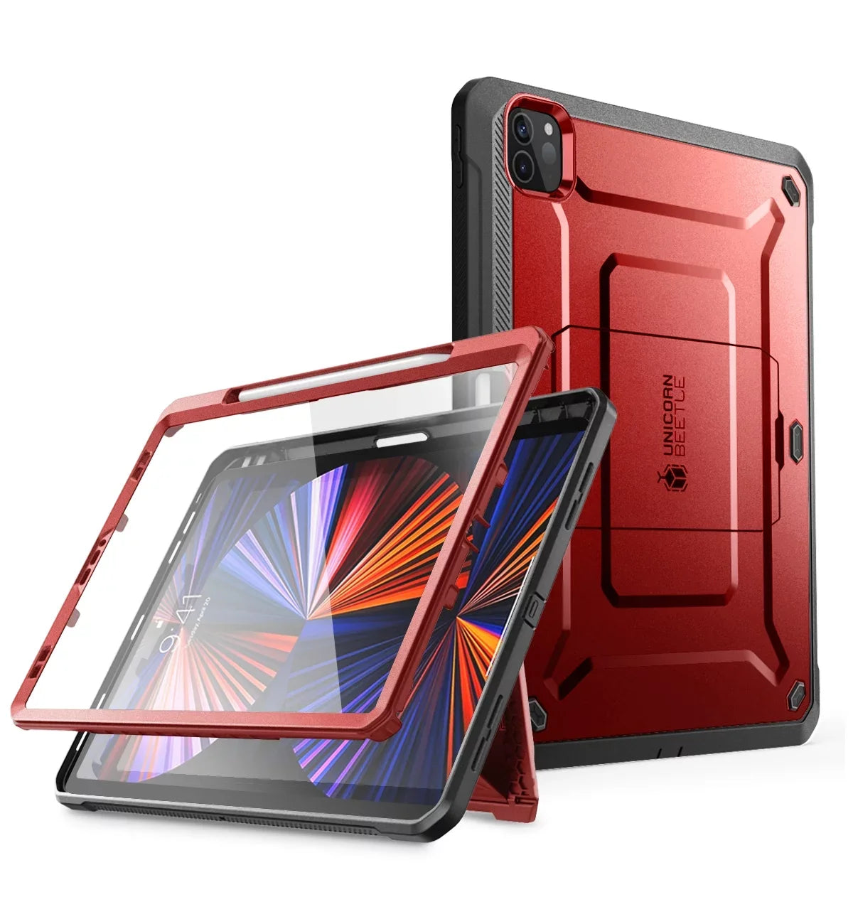 12.9 SUPCASE Full-Body 2020), Charging Pencil Built-in with Screen Inch / Pro Beetle Rugged Series Apple iPad Unicorn Kickstand Support (2021 for Pro Case (Ruddy) Protective Protector Case