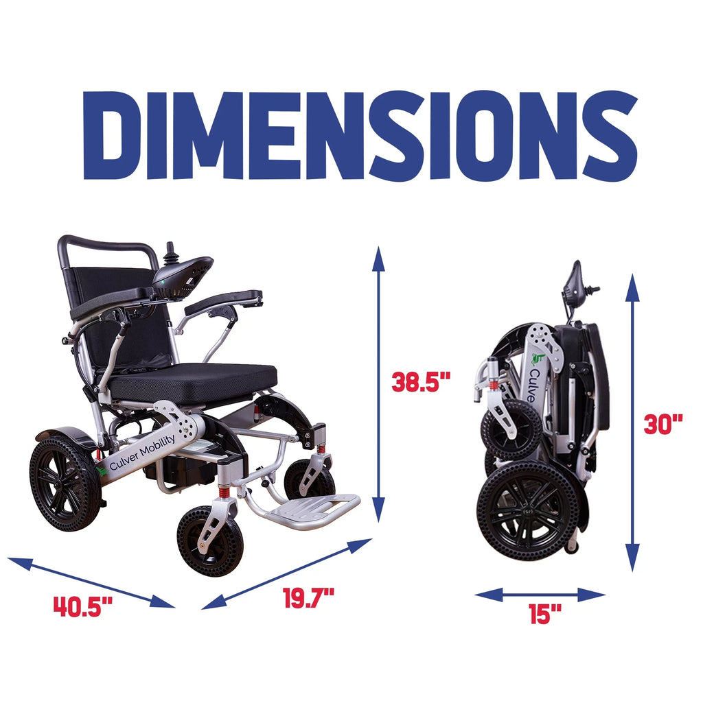 Alton Foldable Electric Wheelchairs Mobility 360lbs - Power miles - 500W SILVER 20 - Exclusive - Lightweight and