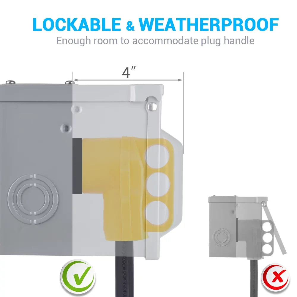 125/250V, Box for Outlet RV 14-50R Weatherproof MICTUNING Enclosed Electrical Plug, Panel NEMA RV Receptacle Power Travel Camper Box Motorhome Trailer 50 Outdoor Amp Lockable Gray Power RV