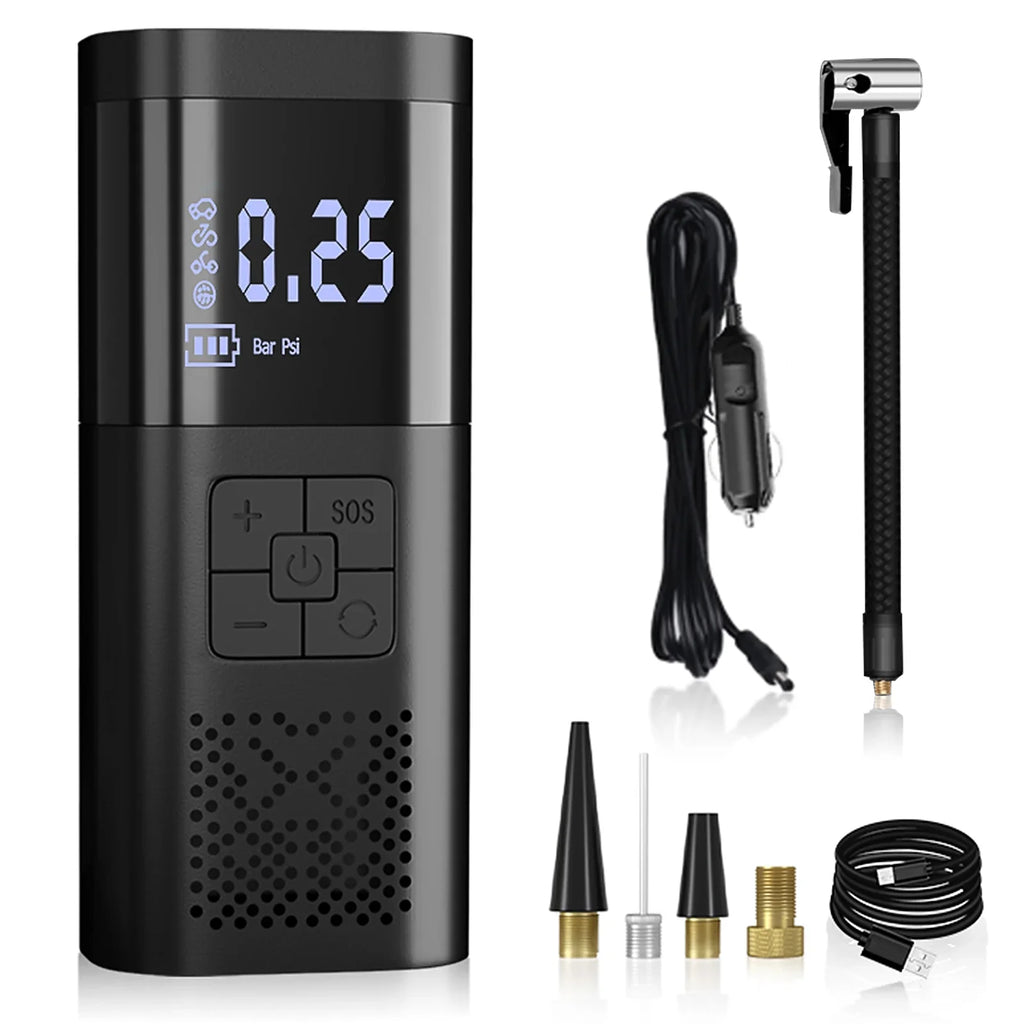 with Air Car - Display Motorcycle Pump for Tyre Balls and Cushions LCD Pump Digital Apexeon Electric Inflatable