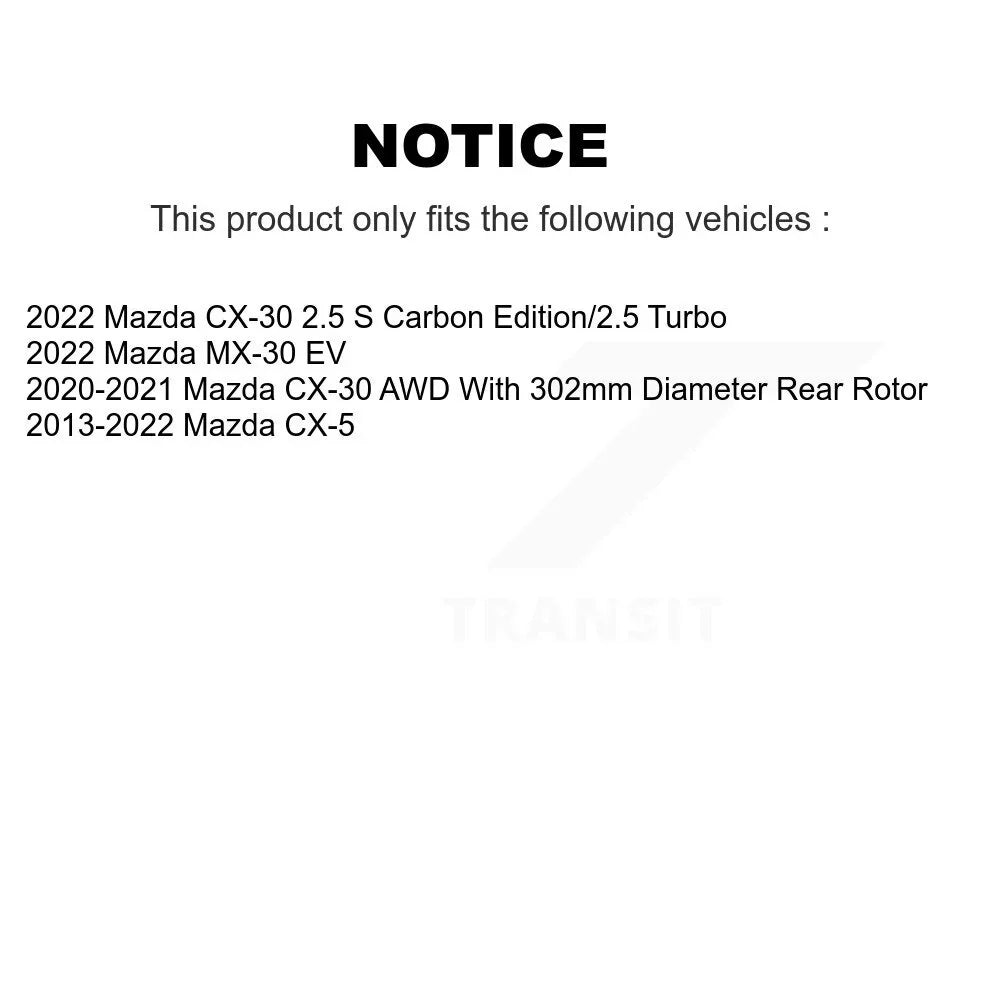 Rear Slotted KD-100187 Brake EV Disc MX-30 For CX-30 Pair CX-5 Drilled Mazda Rotors Coated