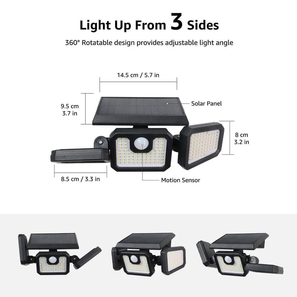 Motion Garage - Outdoor Waterproof 2500LM Lights Solar Remote Heads 3 Yard Yyton Flood Outside Sensor Packs) for Lights Lights 210LED with Security - Control (2