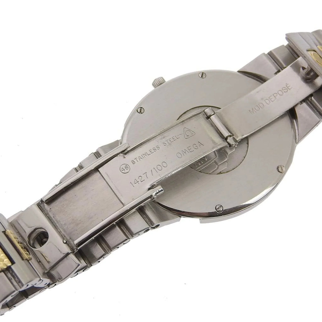 Pre-Owned Quartz Ville Omega (Fair) Silver/Gold De OMEGA Watch Steel Stainless Swiss Dial Boys Silver Made
