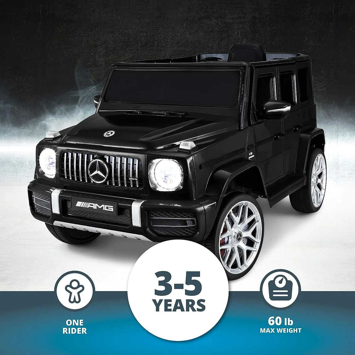 6 Car Electric Ages Volts, Black Trax Kid Ride-On Kids Toy, AMG 3-5 Mercedes Years, Benz G63