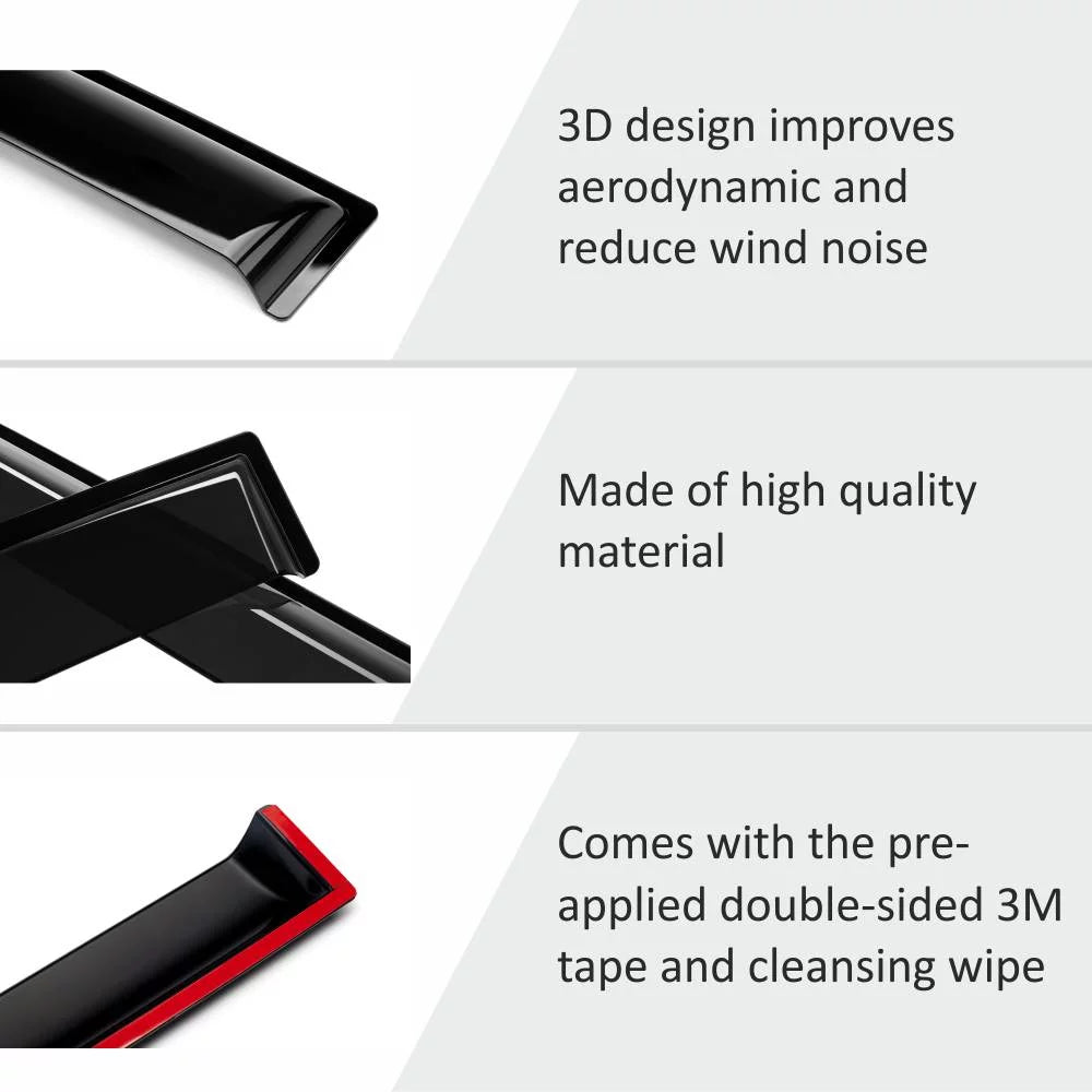 Rain Visors, Vent Extra - Voron Pieces Window 6 Guards for 2016-2022, Durable Pilot 100488 Window Honda Deflectors, Tape-on Glass
