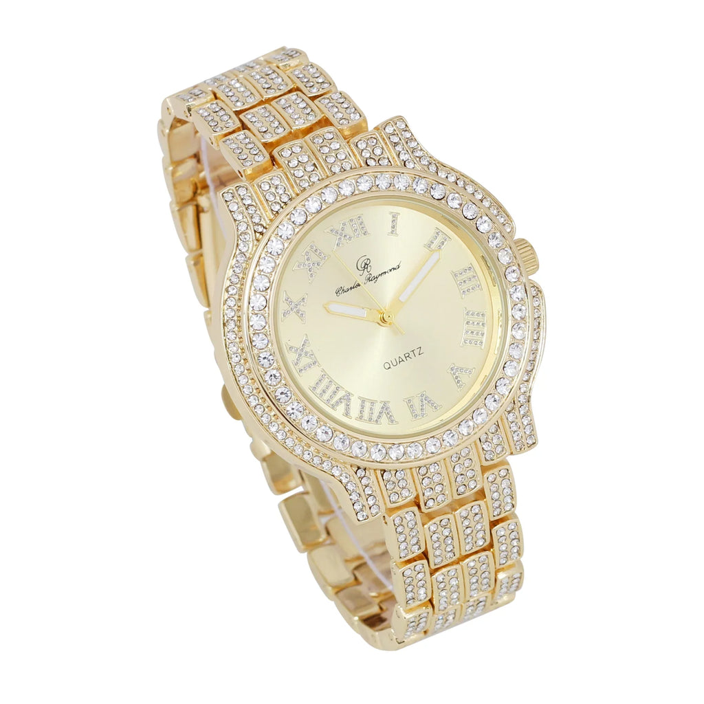 to blinged-Out Testament Glamour Beauty Luxury Classic-GLD) (L0504LA-T Iced Diamonds Out Timeless Women's True Crystal and Watch, a