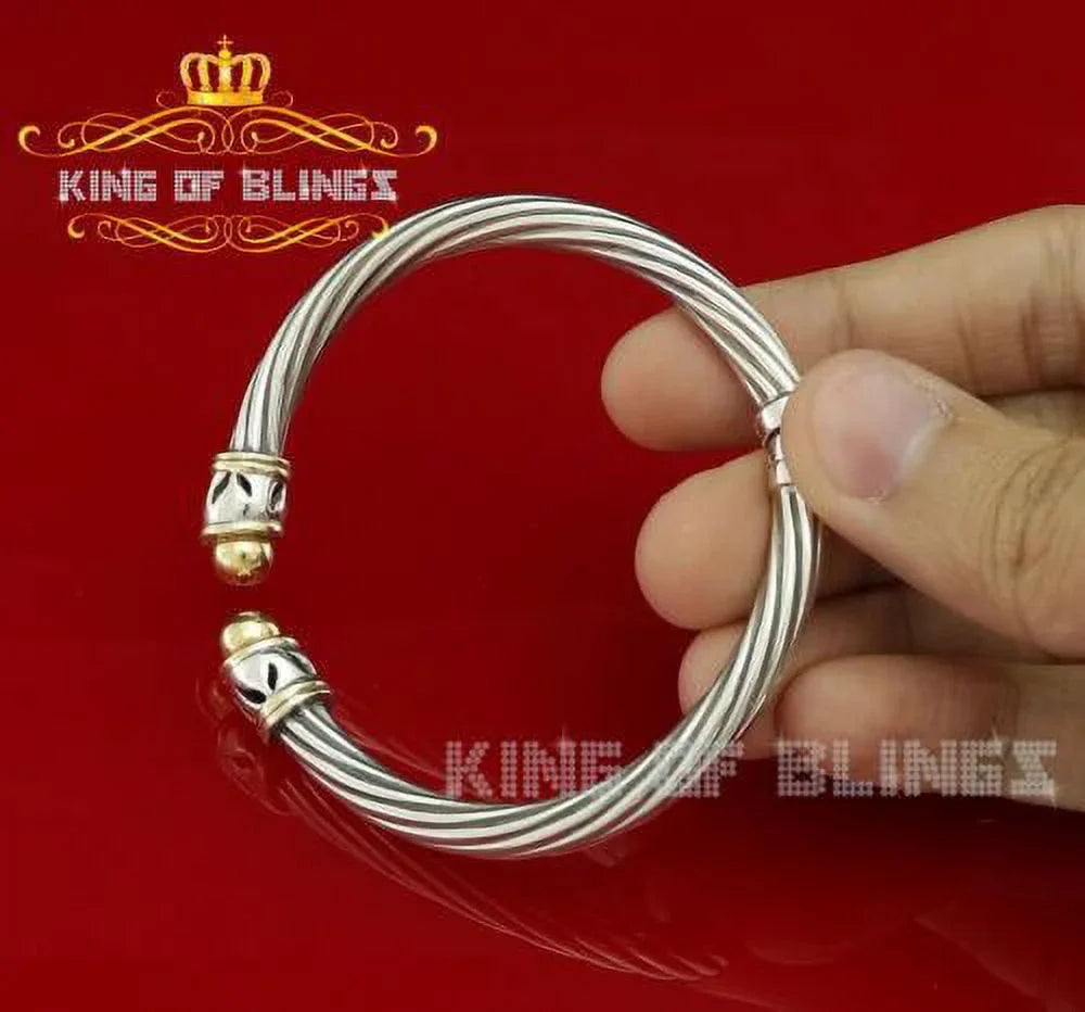 Cubic Stones for Of Zirconia Bangle Men/Womens Silver Inch King 7 Bling's Fashion Round