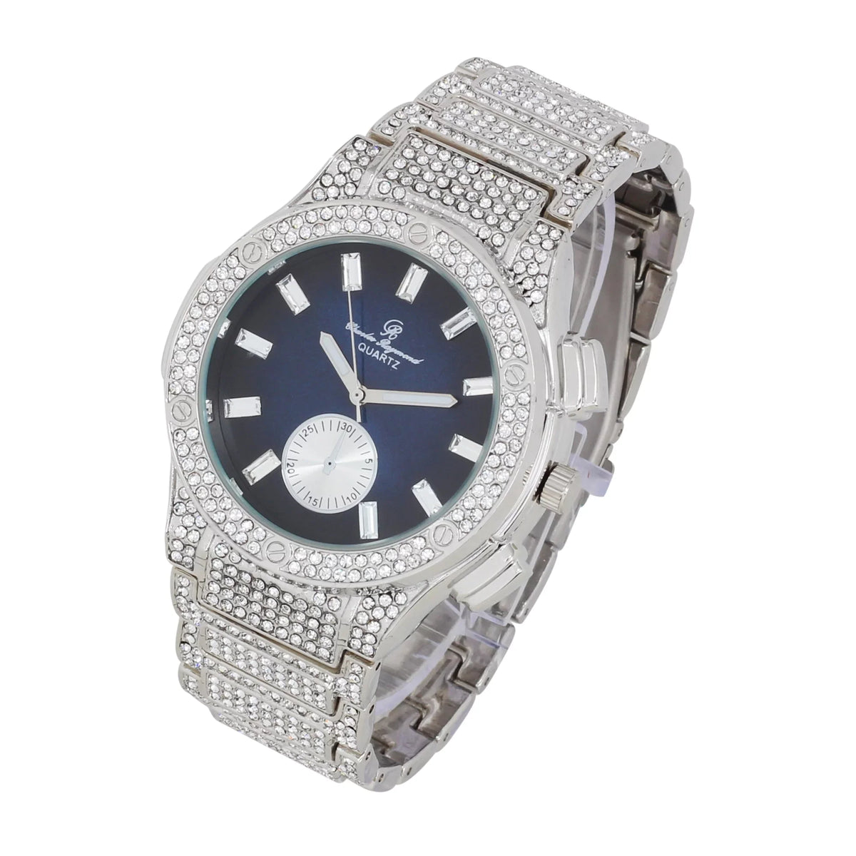 Big Hop Blue Watch SLV MB Inspired Bling Out by ST10311 on - - Rhinestones Men's -C Hip Blast Raymond Charles Iced Timepiece- Diamond