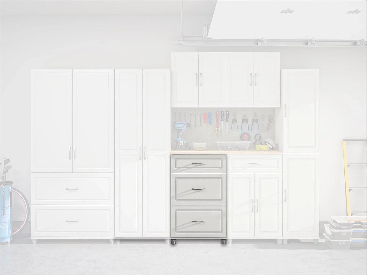 Kendall Garage Cabinet, White Evolution 3 Systembuild Storage 24" Base Drawer