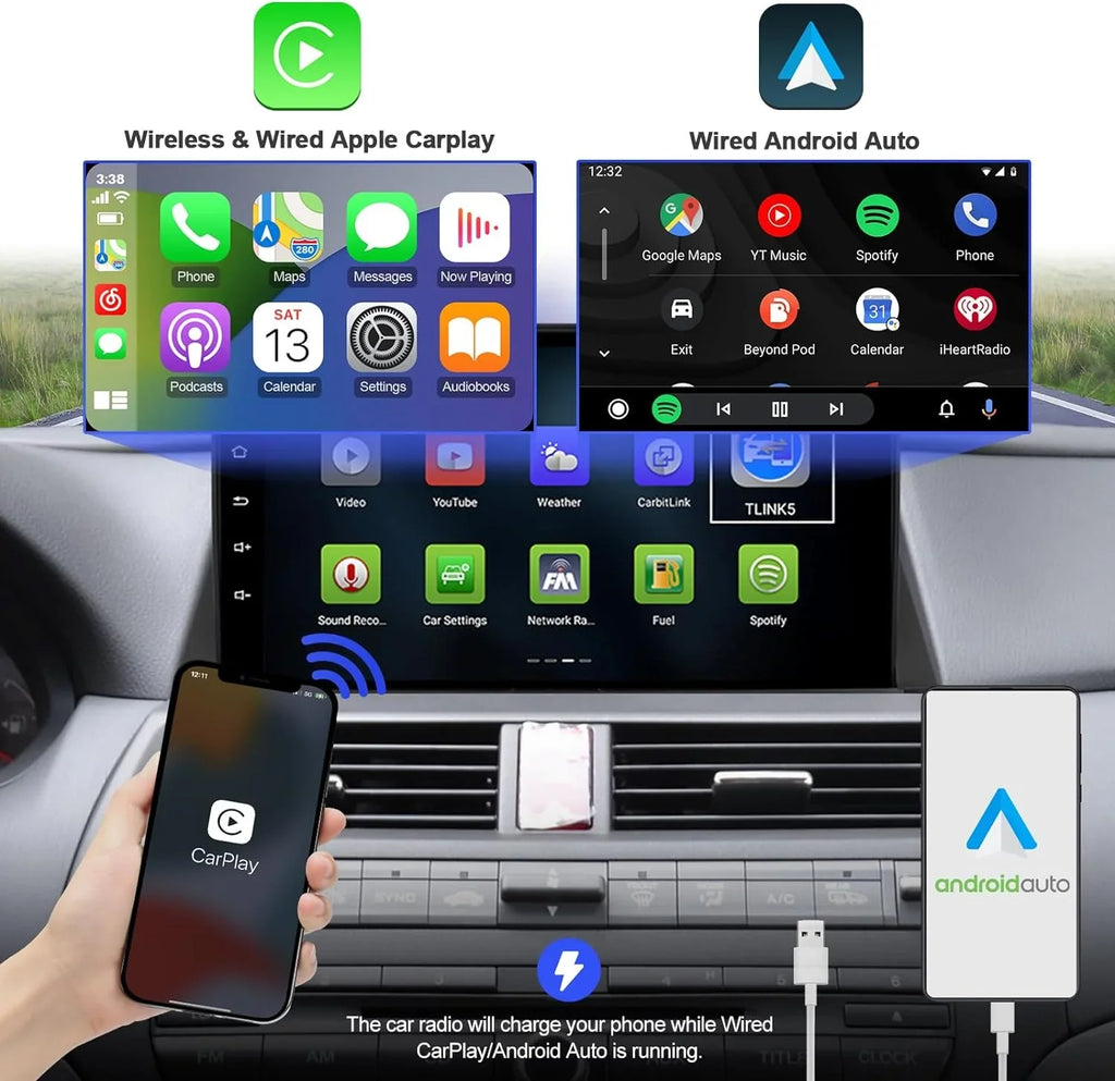 Camera 2009 FM 2+32G Din Support & with 2010 8th Android THONZER Auto IPS Radio Navi Car Car Android 10.1 Touchscreen BT Stereo 2011 inches Backup GPS 10 Double 2008 Accord Honda Carplay for Screen