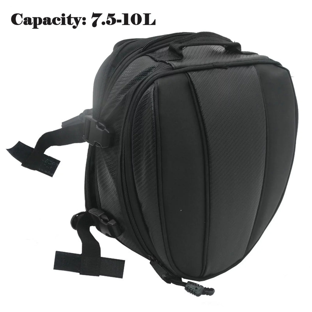 Expandable PU Tail Leather Bag Motorcycle Pack Seat Bag Rear Luggage