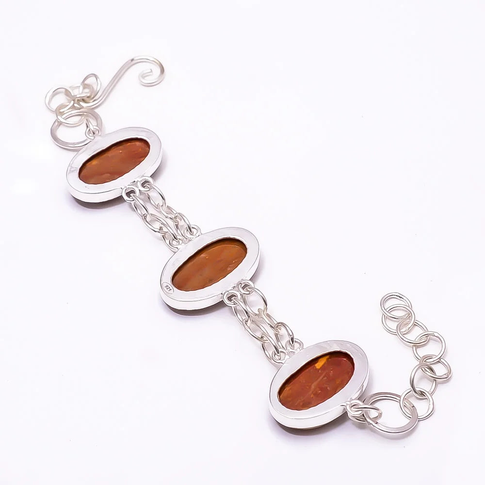 Plated Bracelet B_9205_388_49 -Indonesia Yellow Red Bracelet Jasper 7.99", Yellow And And And Silver Adjustable Red Jasper Red 925 Yellow