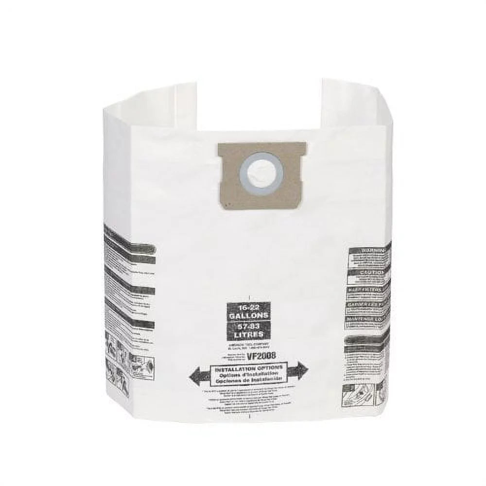 Multi-Fit Wet Vacuum General Filter VF2008 (3 Dry Bags Shop Bag Vacuum Dust Bags