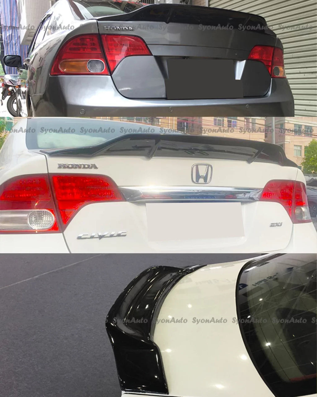HONDA TRUNK 2006-2011 SEDAN SPOILER STYLE GLOSSY HIGHKICK RS WING CIVIC BLACK FITS