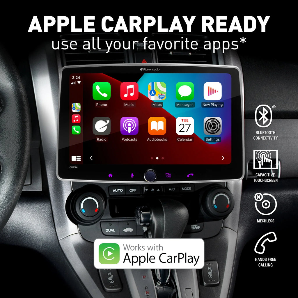 Camera Stereo AM/FM No Din, Auto, Bluetooth, Android CD Apple Backup - Touchscreen, Inch Radio Single CarPlay, Car Receiver, P100CPAC DVD Audio Planet Player, 10.1